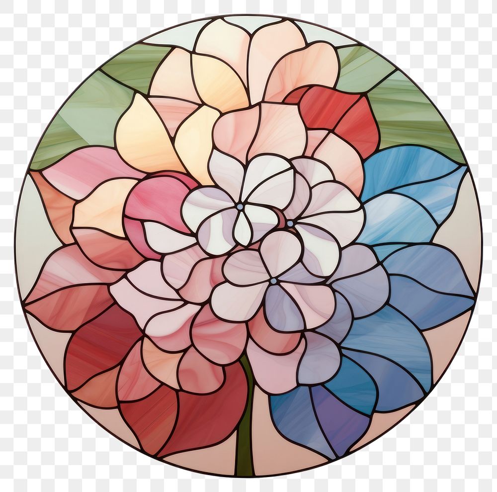 PNG  Glass Hydrangea art dahlia flower. AI generated Image by rawpixel.