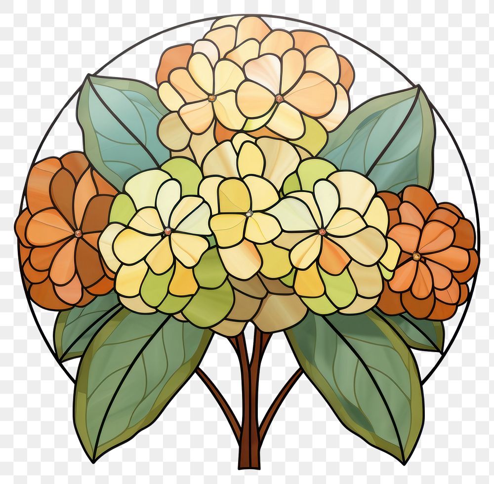 PNG  Glass Hydrangea art pattern flower. AI generated Image by rawpixel.