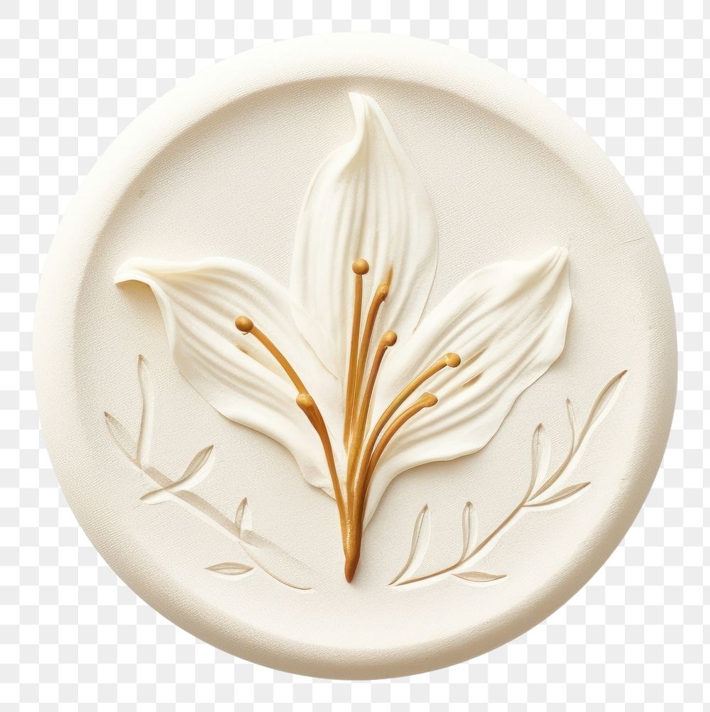 PNG Relief Lily white background creativity porcelain. AI generated Image by rawpixel.