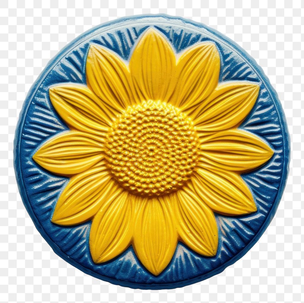 PNG Sunflower pattern yellow blue. AI generated Image by rawpixel.