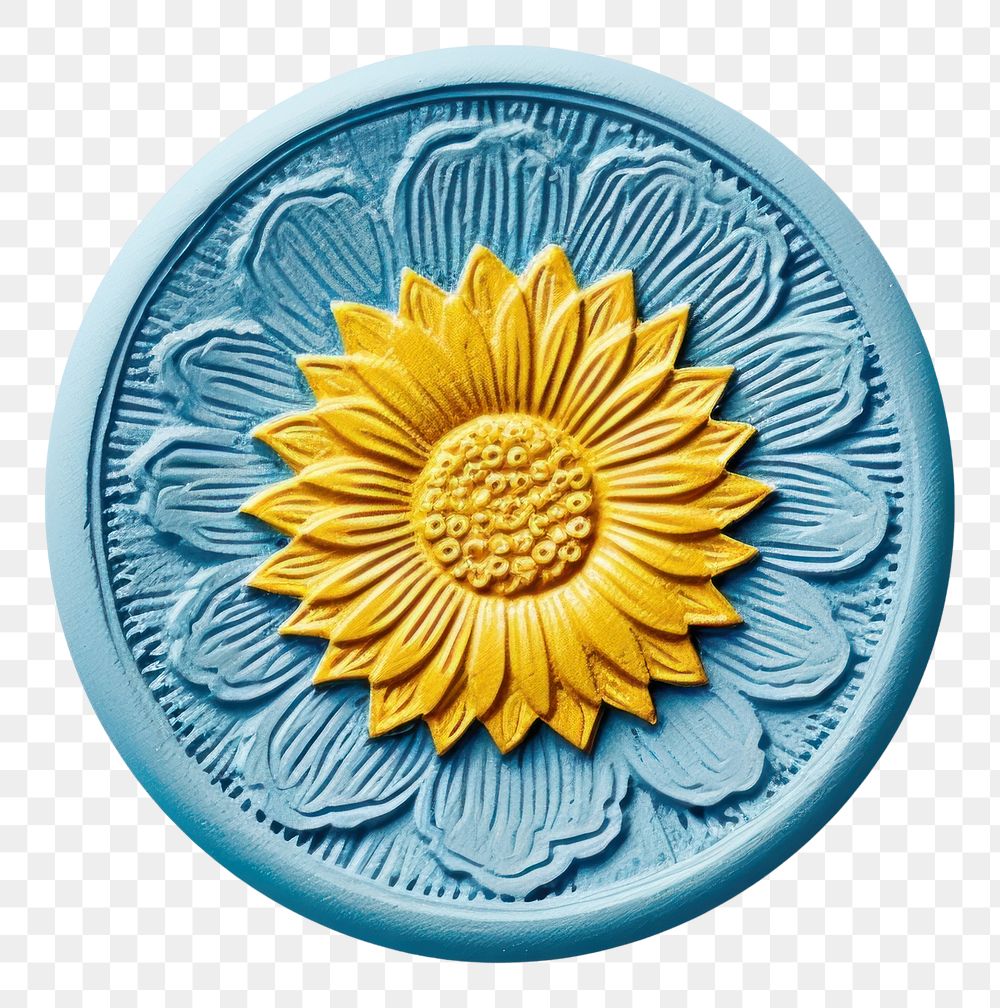 PNG Sunflower yellow blue white background. AI generated Image by rawpixel.