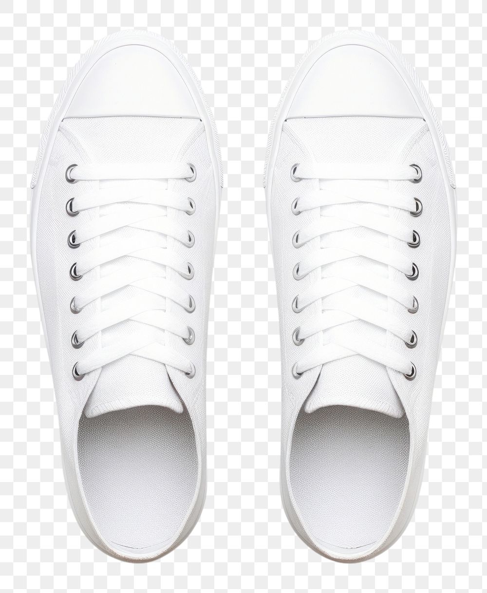 PNG  White sneakers from above footwear shoe white background. AI generated Image by rawpixel.