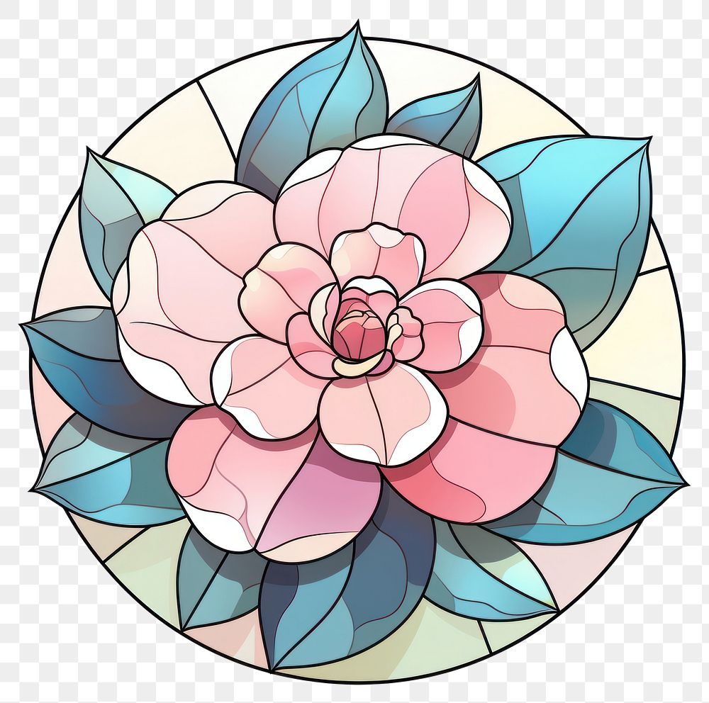 PNG  Glass Camellia flower plant art. AI generated Image by rawpixel.