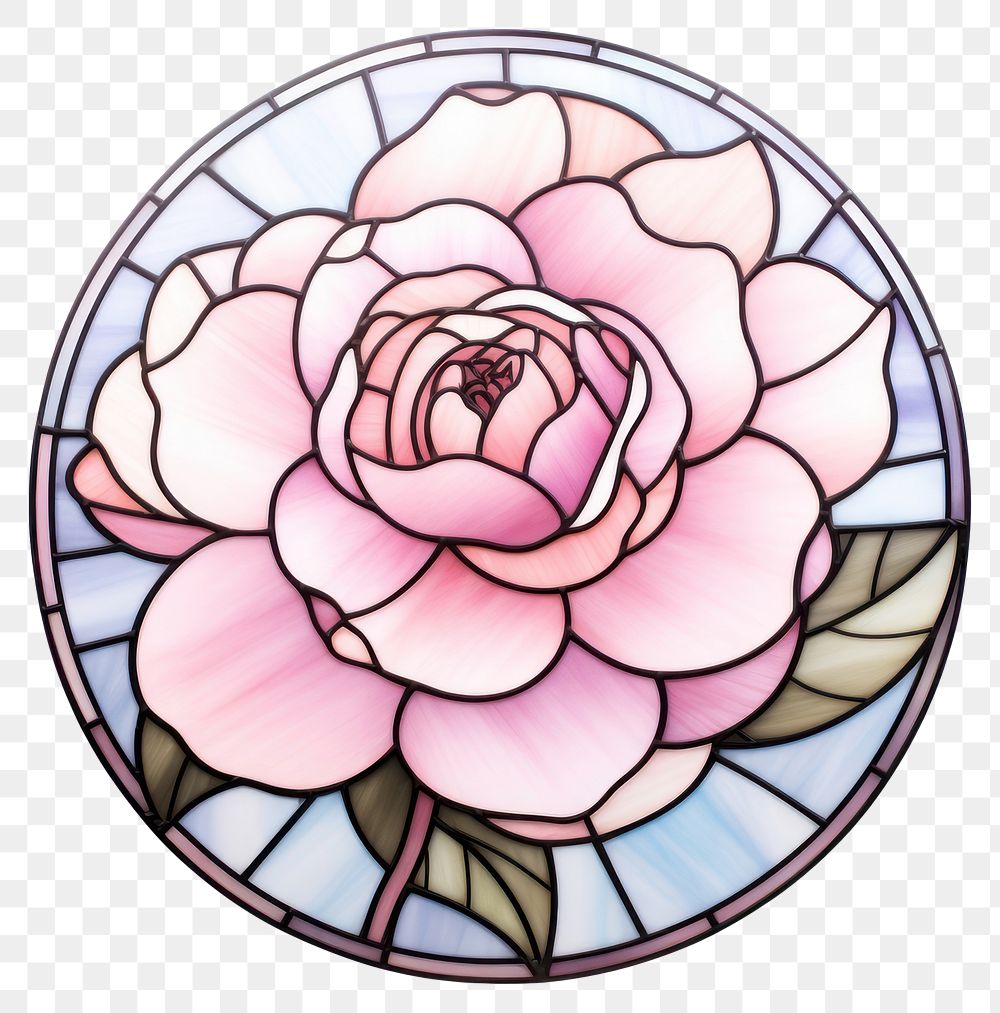 PNG  Glass Camellia flower plant stained glass. AI generated Image by rawpixel.