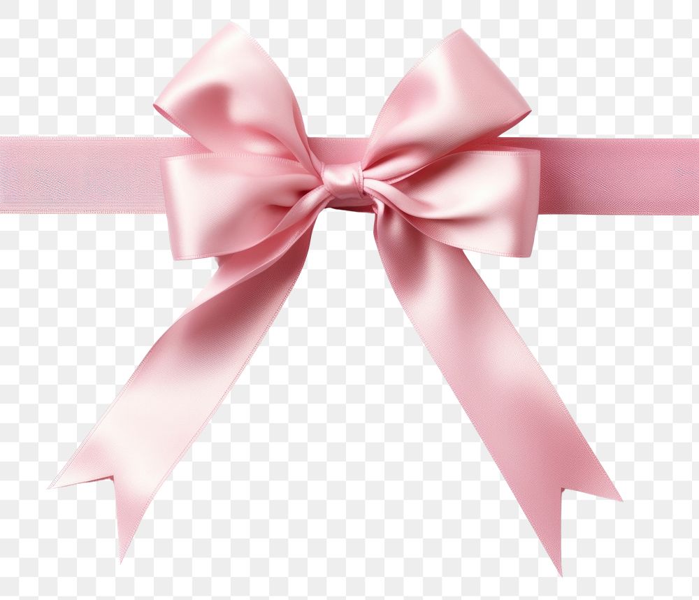 PNG  Soft pink gift ribbon and bow with tails horizontal border white background celebration anniversary