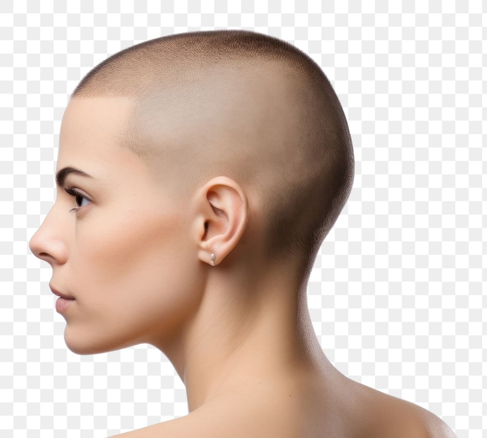 PNG Buzz cut hair portrait adult photo. AI generated Image by rawpixel.