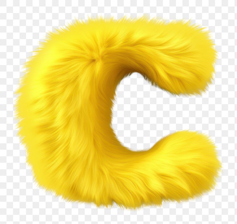 PNG Alphabet C shape fur yellow white background