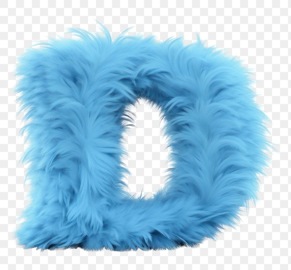 PNG Alphabet D shape blue fur white background. AI generated Image by rawpixel.