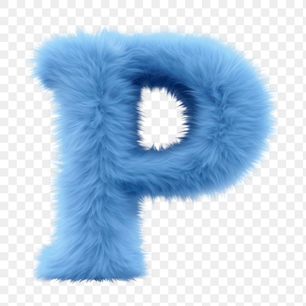 PNG Alphabet P shape blue fur white background. AI generated Image by rawpixel.