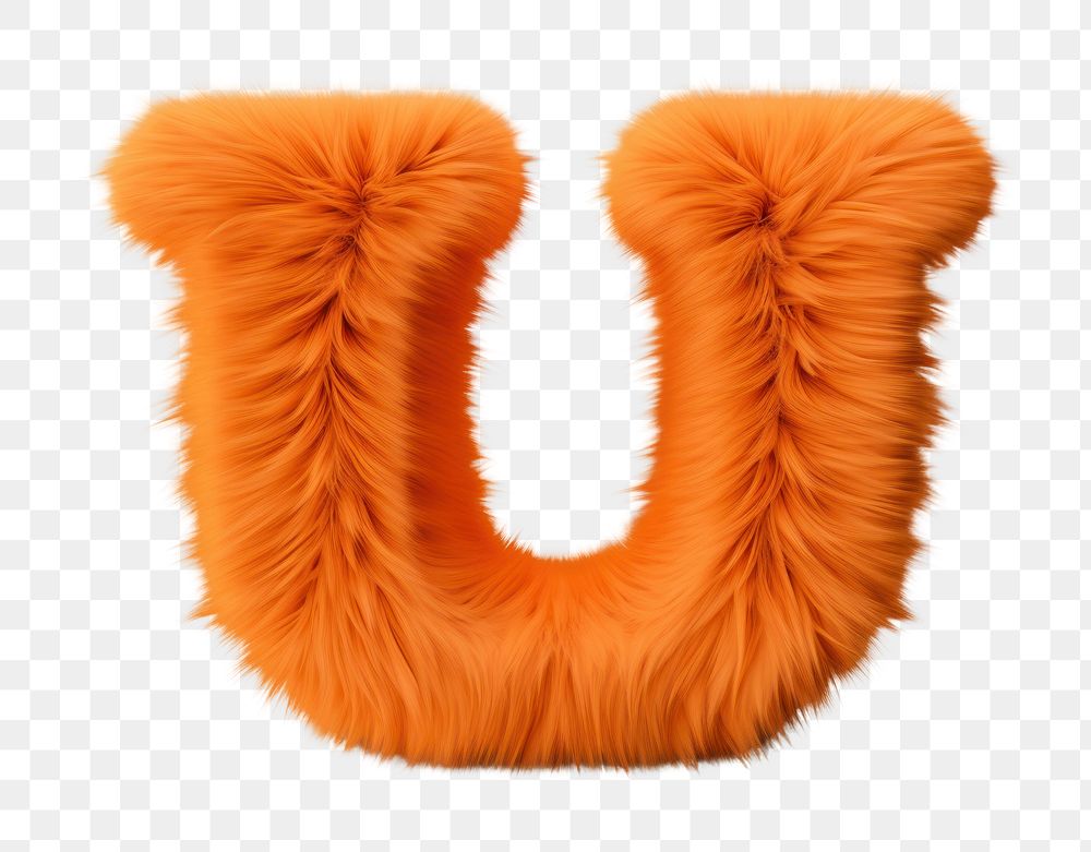 PNG Alphabet U shape fur white background orange color. 