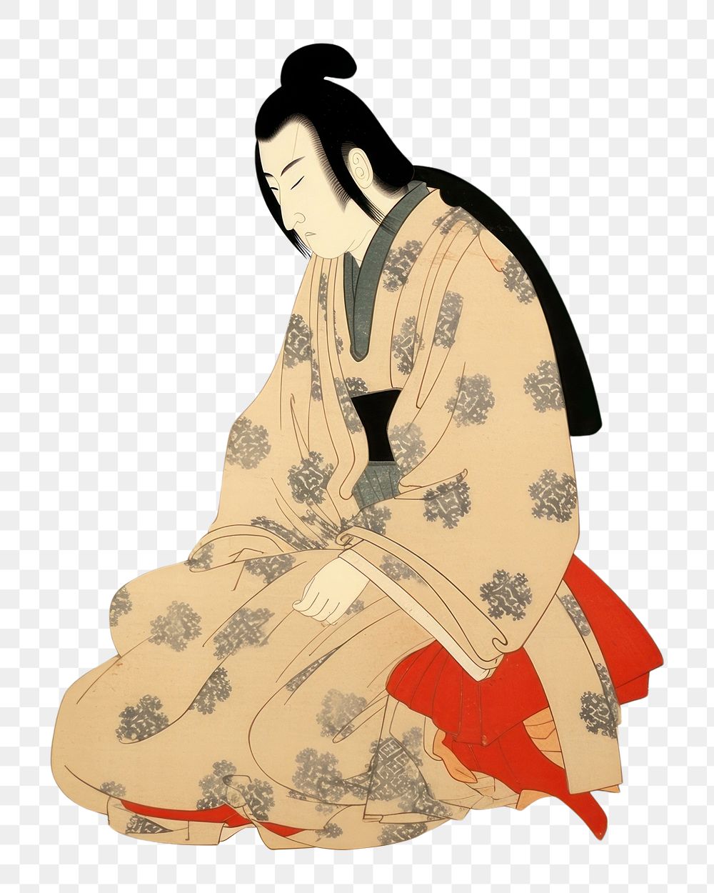 PNG Art sitting kimono adult. AI generated Image by rawpixel.