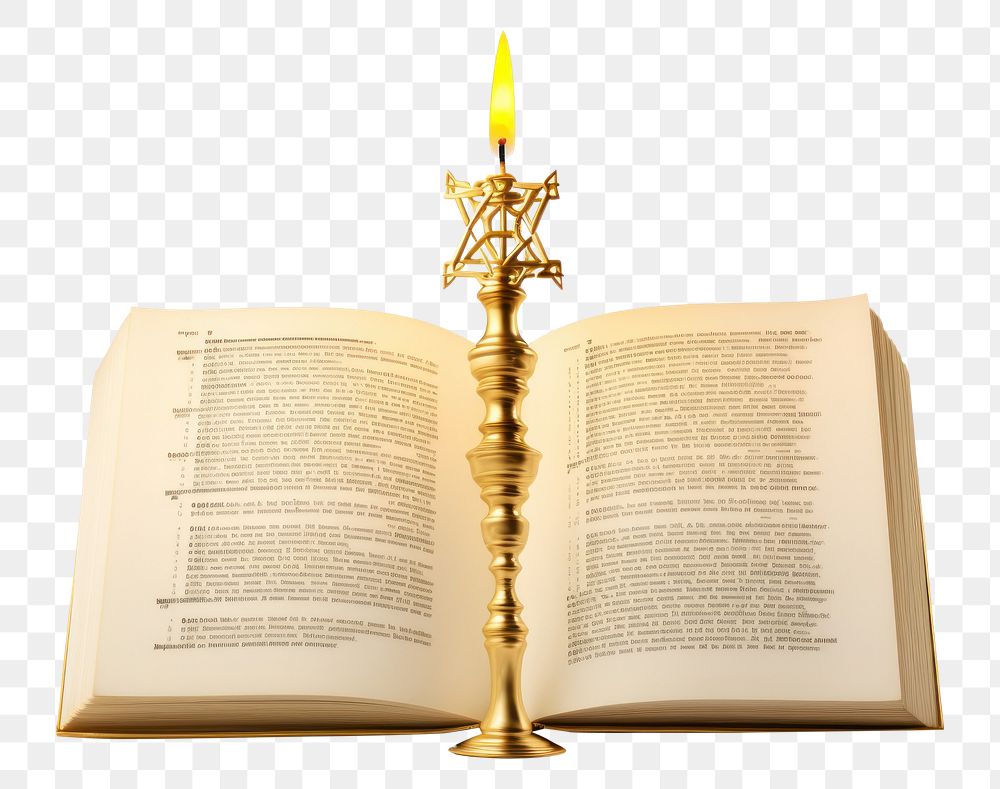 PNG A Hanukkah Hebrew bible publication candle book. AI generated Image by rawpixel.