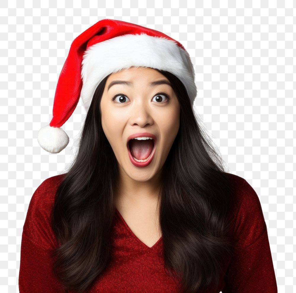 PNG Asian woman Santa adult face. AI generated Image by rawpixel.