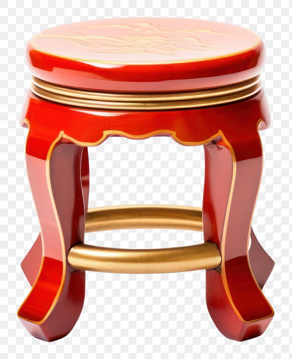 PNG Beautiful chinese stool furniture gold red. AI generated Image by rawpixel.