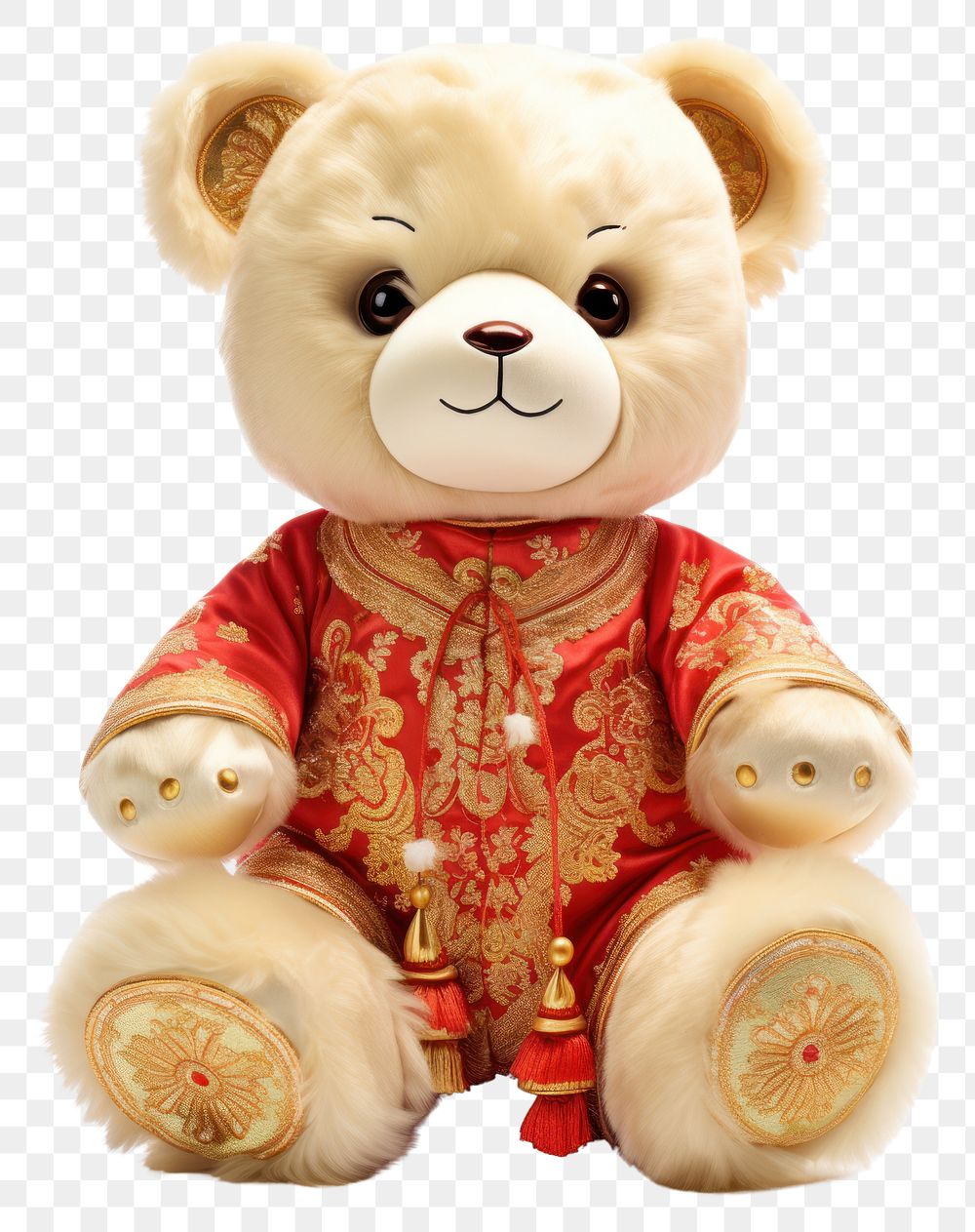 PNG Chinese plush toy gold doll red. 