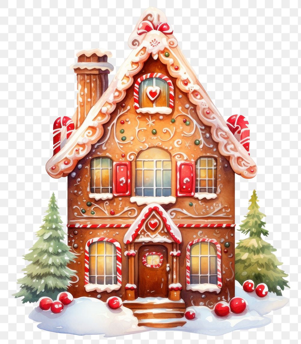 PNG Gingerbread house christmas drawing confectionery. AI generated Image by rawpixel.
