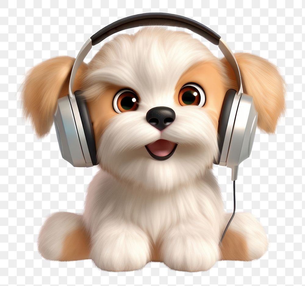 PNG Dog headphones listening headset. AI generated Image by rawpixel.