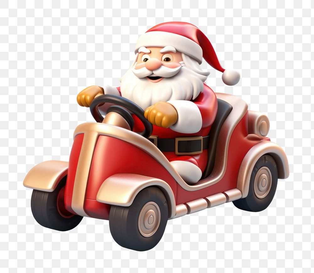 PNG Santa figurine vehicle white background. AI generated Image by rawpixel.