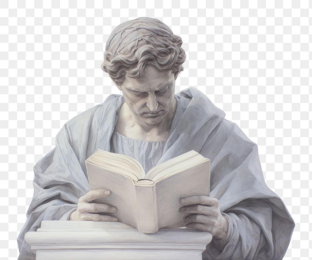 PNG Publication sculpture reading statue. AI generated Image by rawpixel.