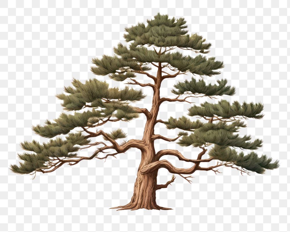 PNG Pine tree sketch plant white background. AI generated Image by rawpixel.