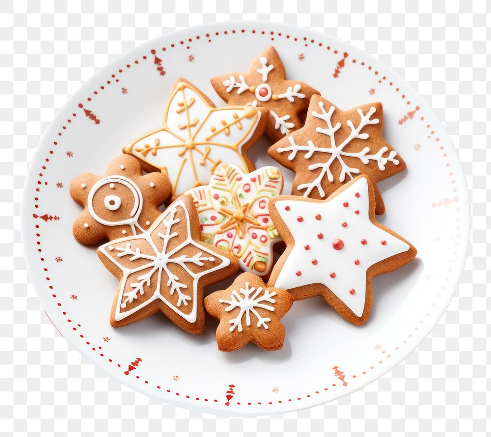 PNG Cute christmas cookie plate gingerbread dessert. AI generated Image by rawpixel.