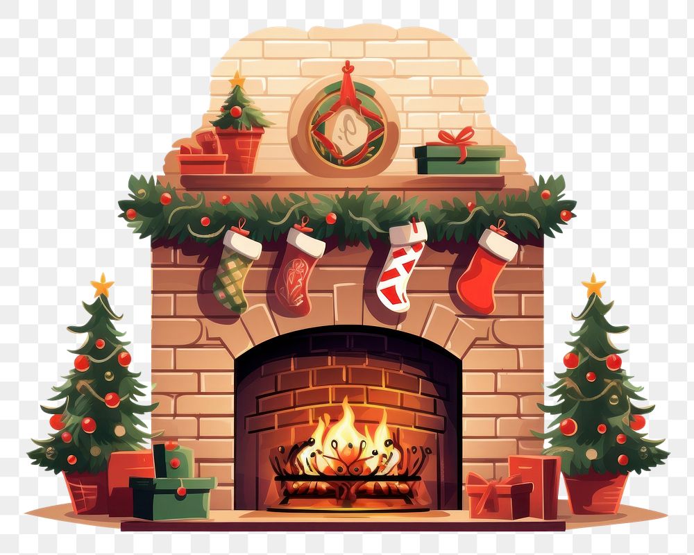 PNG Christmas fireplace christmas hearth illuminated. AI generated Image by rawpixel.