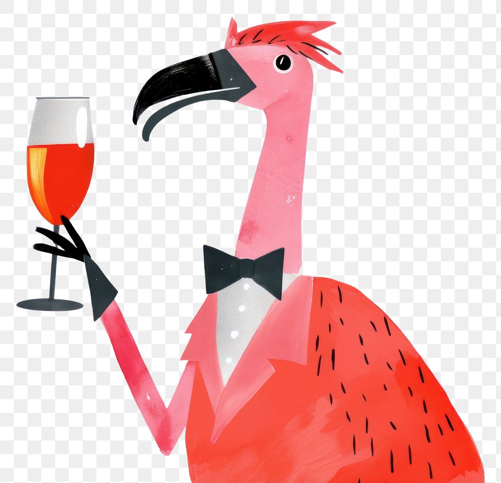 PNG Animals celebrating holding champagne flamingo glass. AI generated Image by rawpixel.