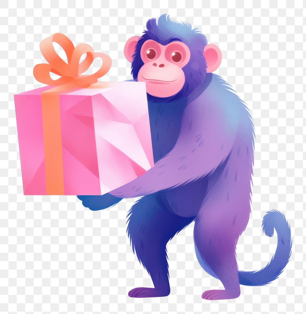 PNG Monkey carrying gift wildlife mammal animal. AI generated Image by rawpixel.