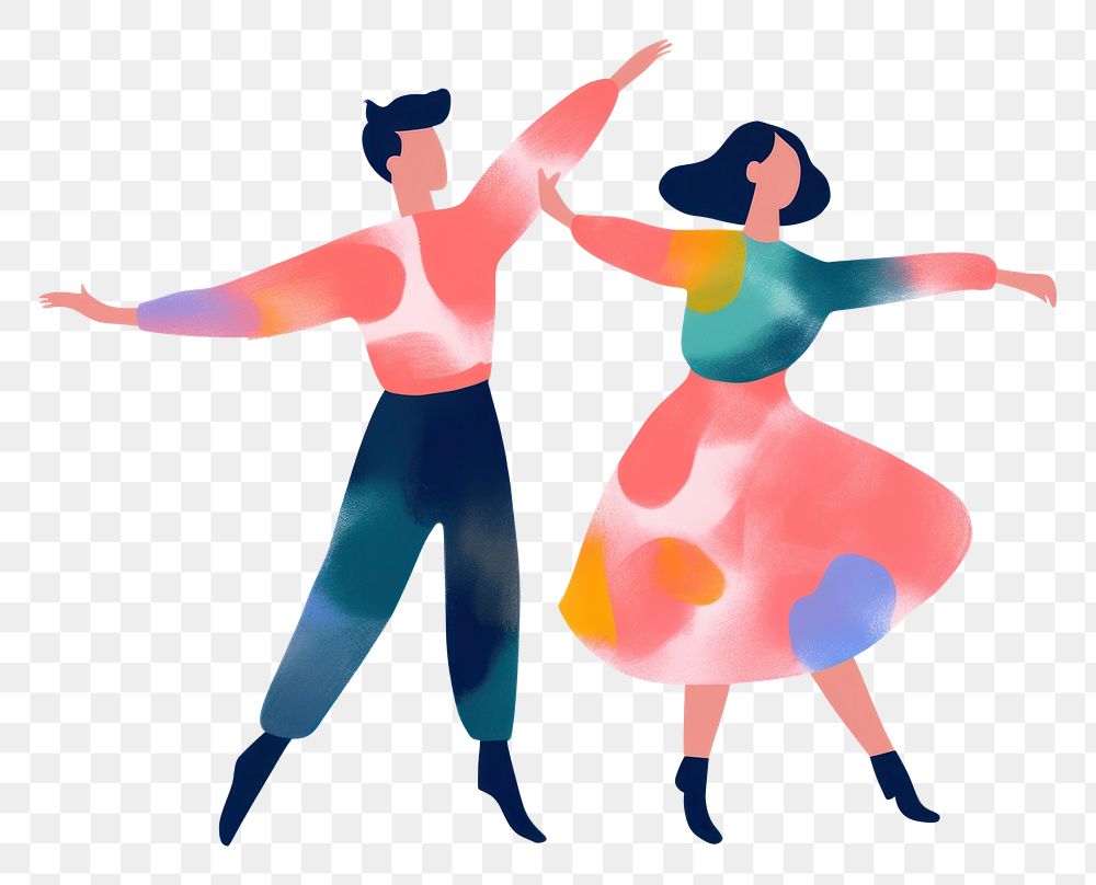 PNG Couple celebrating new year dancing art white background. AI generated Image by rawpixel.