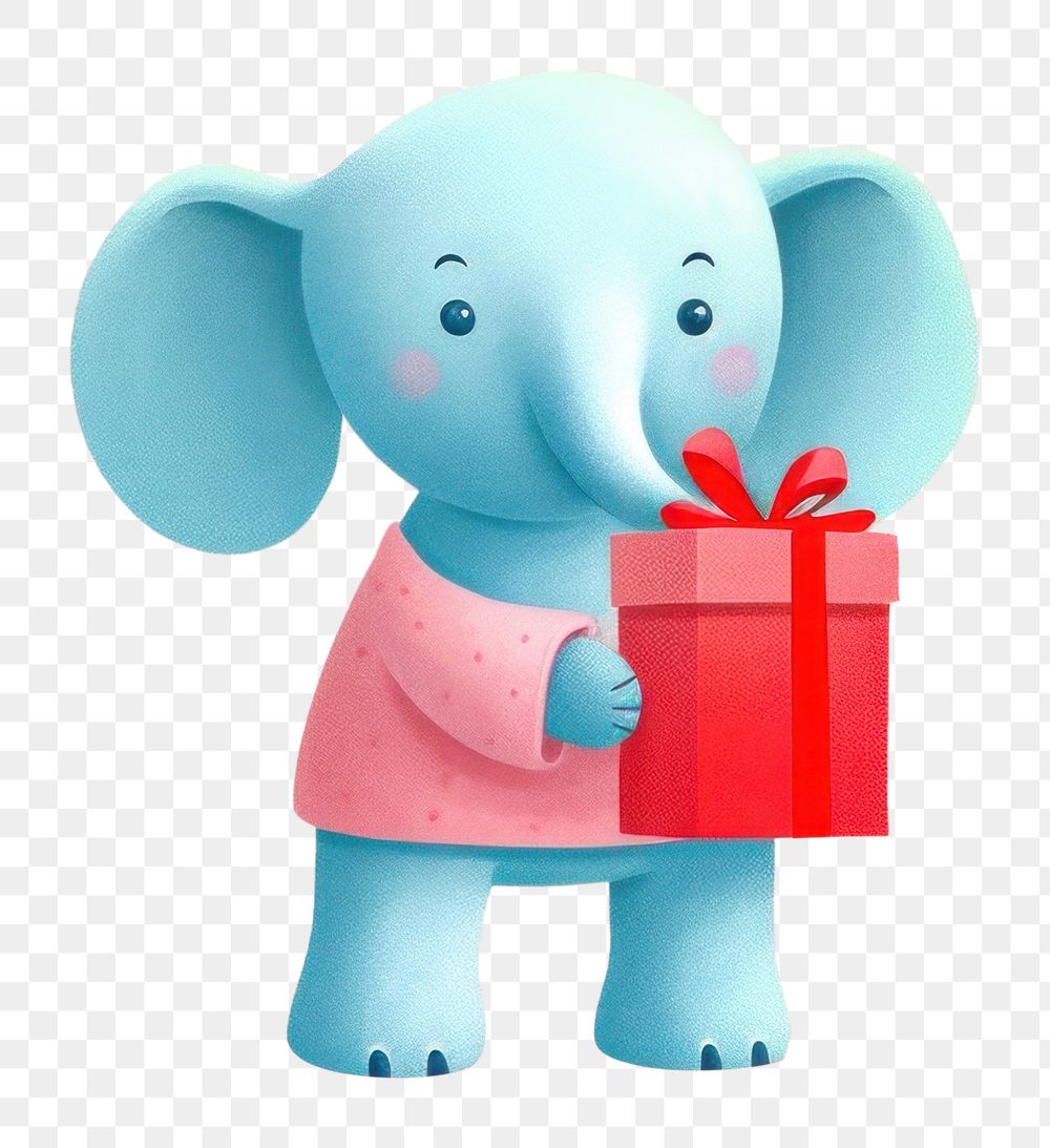 PNG Elephant carrying gift cute toy representation. AI generated Image by rawpixel.