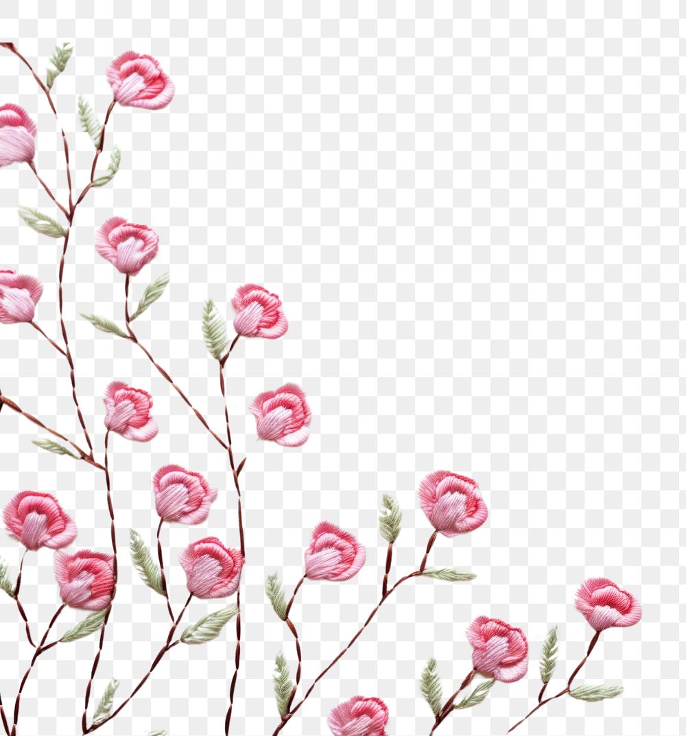 PNG Little pink roses pattern embroidery flower. AI generated Image by rawpixel.