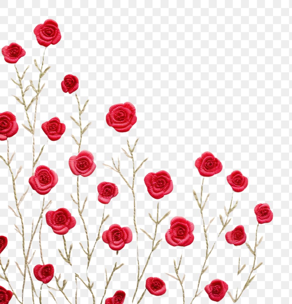 PNG Little red roses garden pattern embroidery flower. AI generated Image by rawpixel.