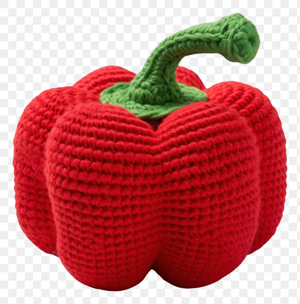 PNG  Bell pepper vegetable crochet plant. AI generated Image by rawpixel.
