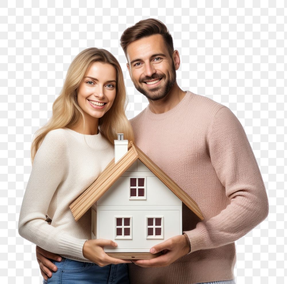 PNG  Couple holding house portrait happy photo. AI generated Image by rawpixel.