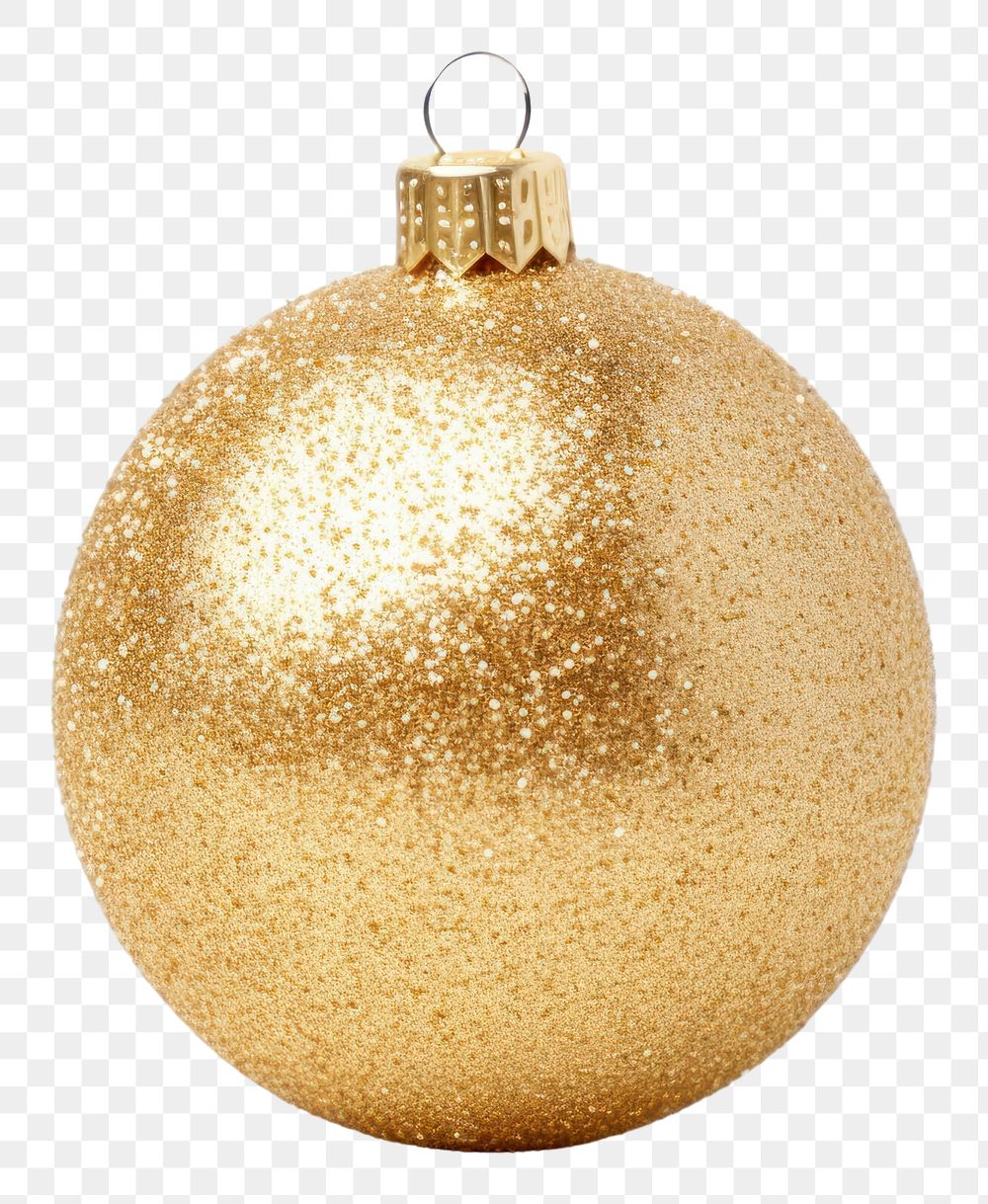 PNG Glitter gold bauble christmas glitter white background. AI generated Image by rawpixel.