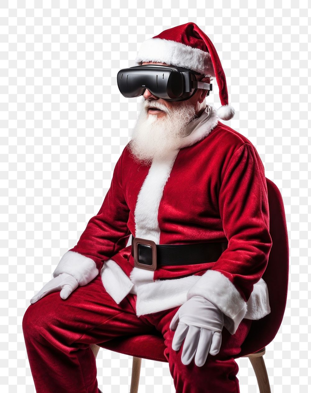 PNG  A Santa Claus wearing a vr headset christmas photo santa claus. AI generated Image by rawpixel.