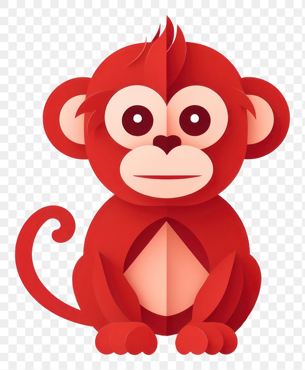 PNG  Red paper monkey wildlife mammal. AI generated Image by rawpixel.
