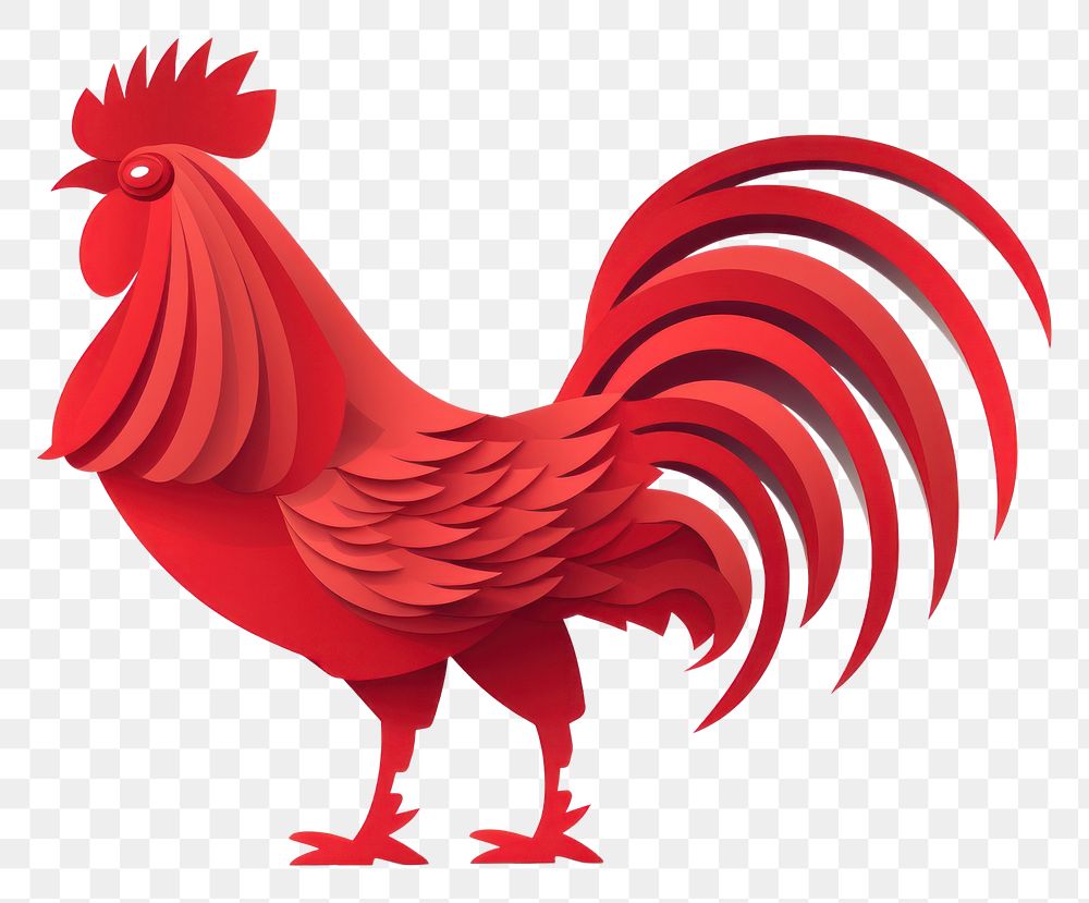 PNG Red paper chicken poultry rooster. 