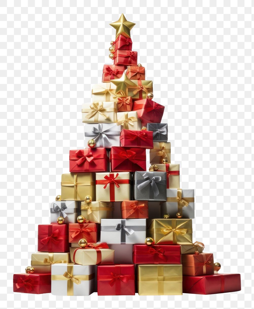 PNG Gift boxes arranged christmas shape tree. AI generated Image by rawpixel.