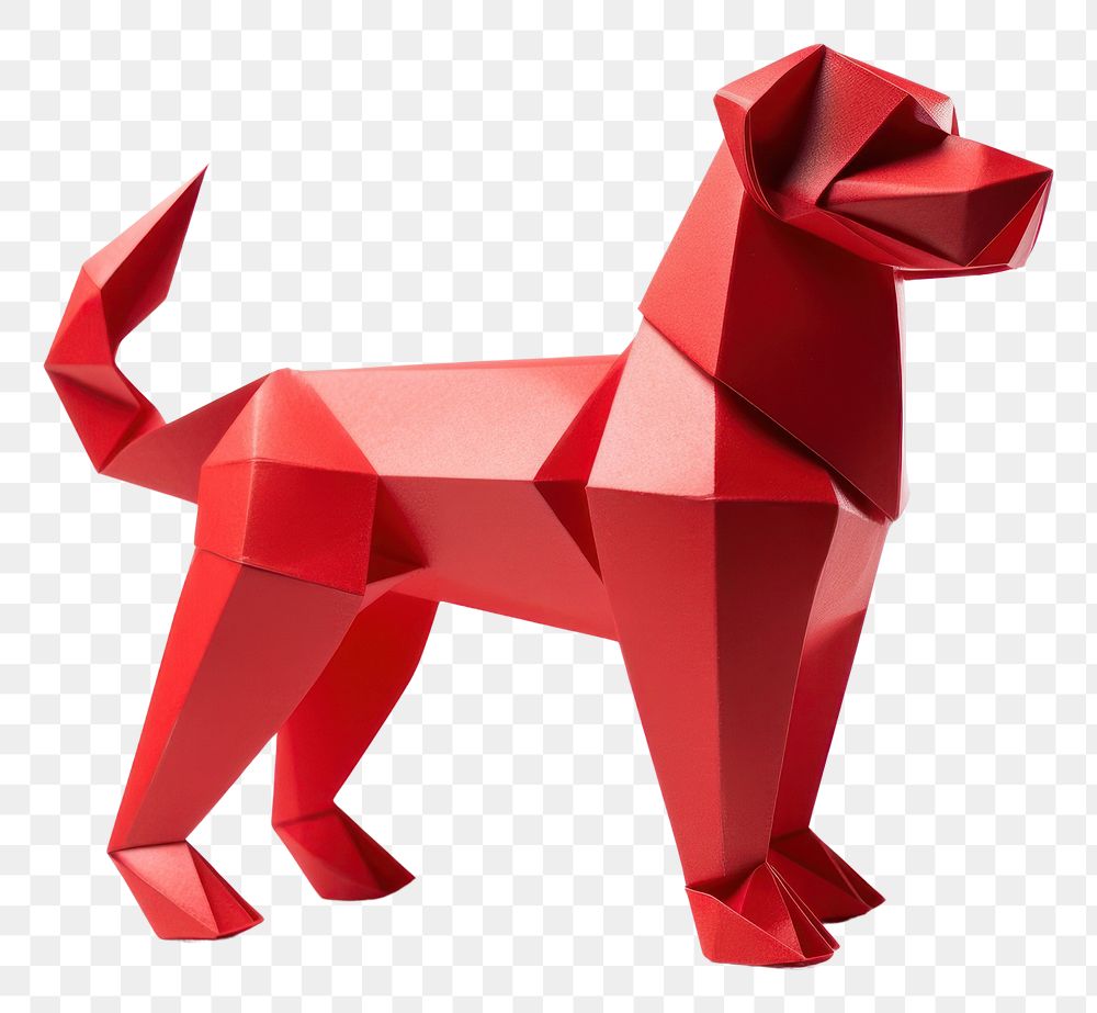 PNG  Red paper origami dog art. AI generated Image by rawpixel.