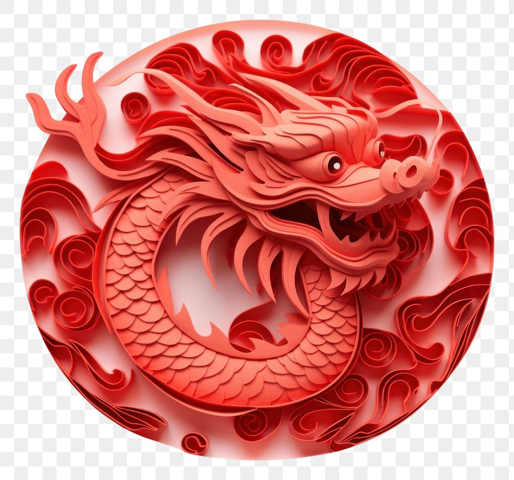PNG  Red paper dragon chinese new year representation. AI generated Image by rawpixel.
