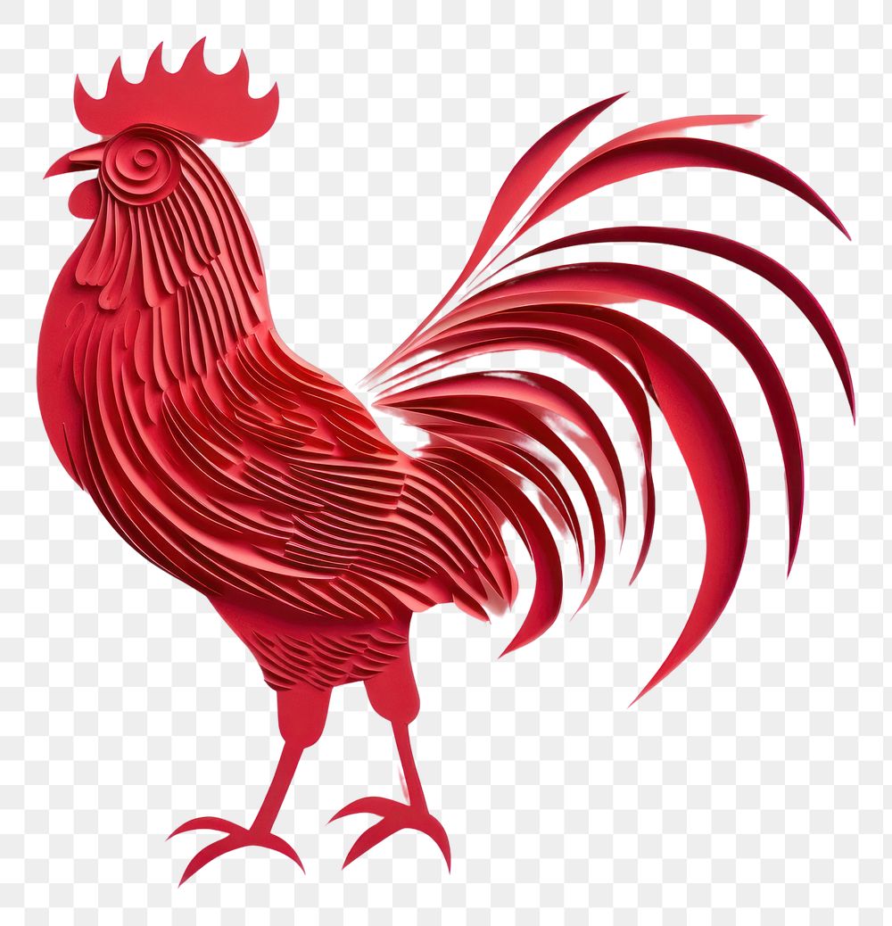 PNG  Red paper chicken poultry rooster. AI generated Image by rawpixel.