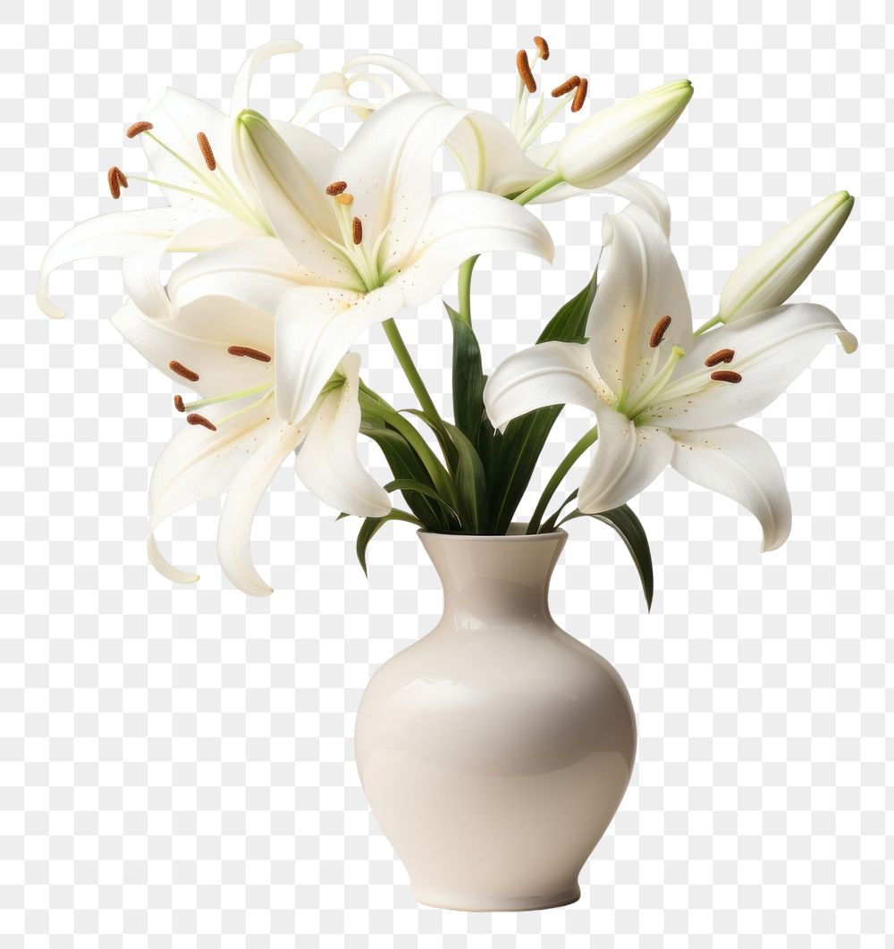 PNG  Flower lily plant white. AI generated Image by rawpixel.