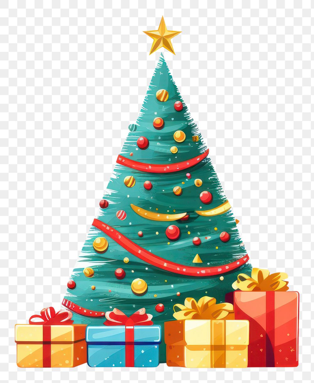 PNG Christmas Tree With Colorful Gift Boxes christmas gift tree. AI generated Image by rawpixel.
