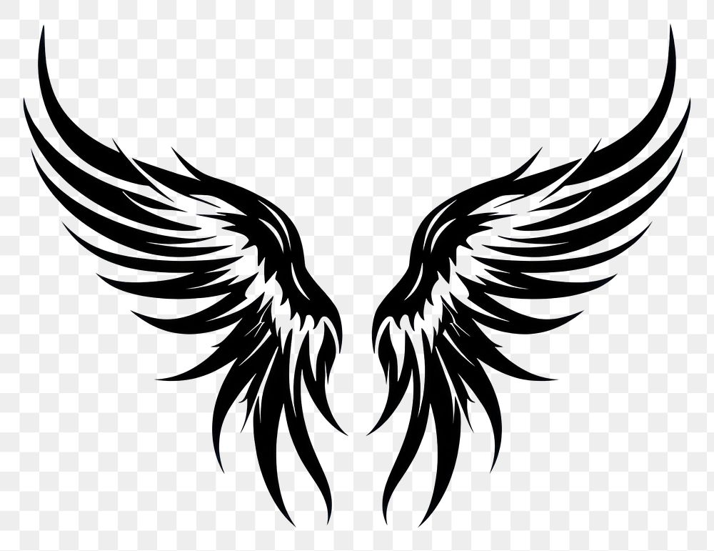 PNG Wings symbol white line. 