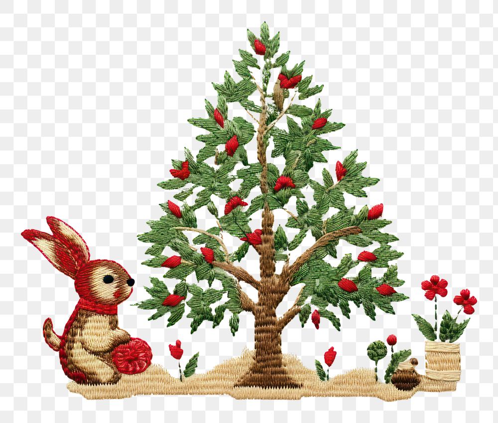 PNG Embroidery tree christmas pattern. AI generated Image by rawpixel.