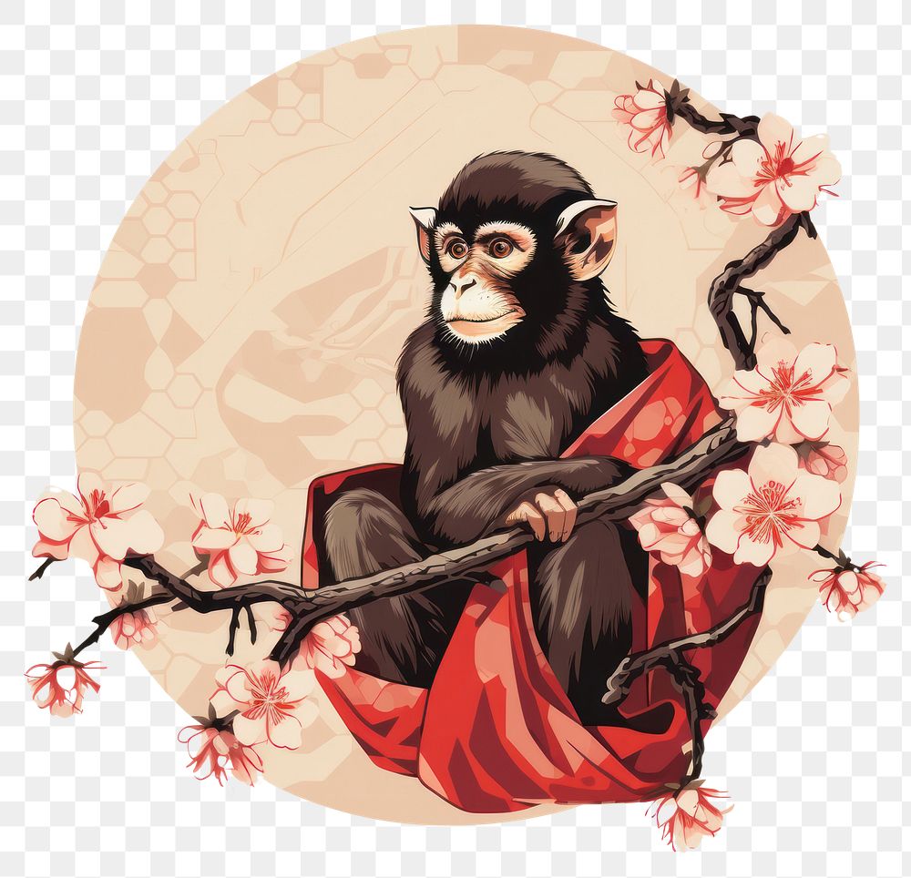 PNG Monkey animal mammal plant. AI generated Image by rawpixel.