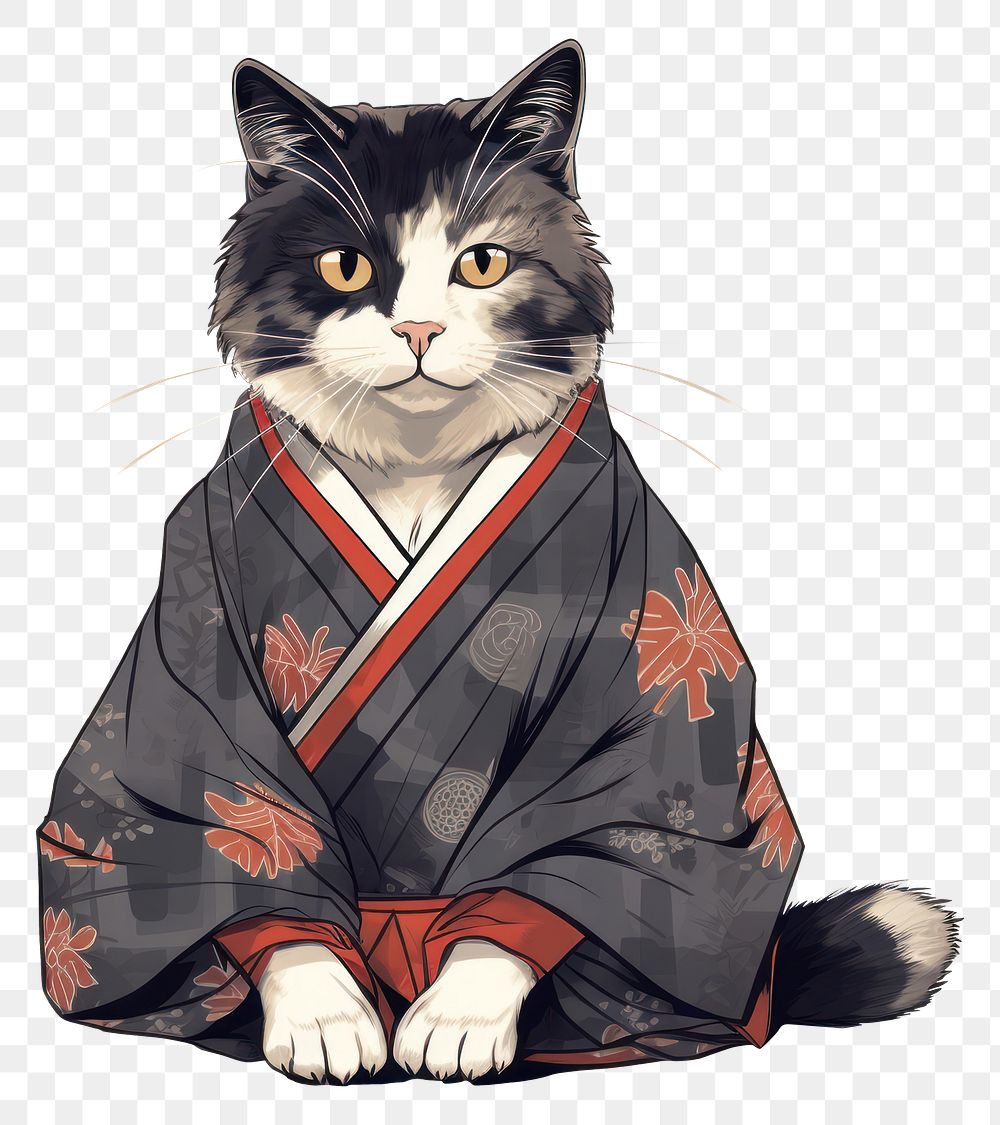 PNG Cat animal mammal kimono. AI generated Image by rawpixel.