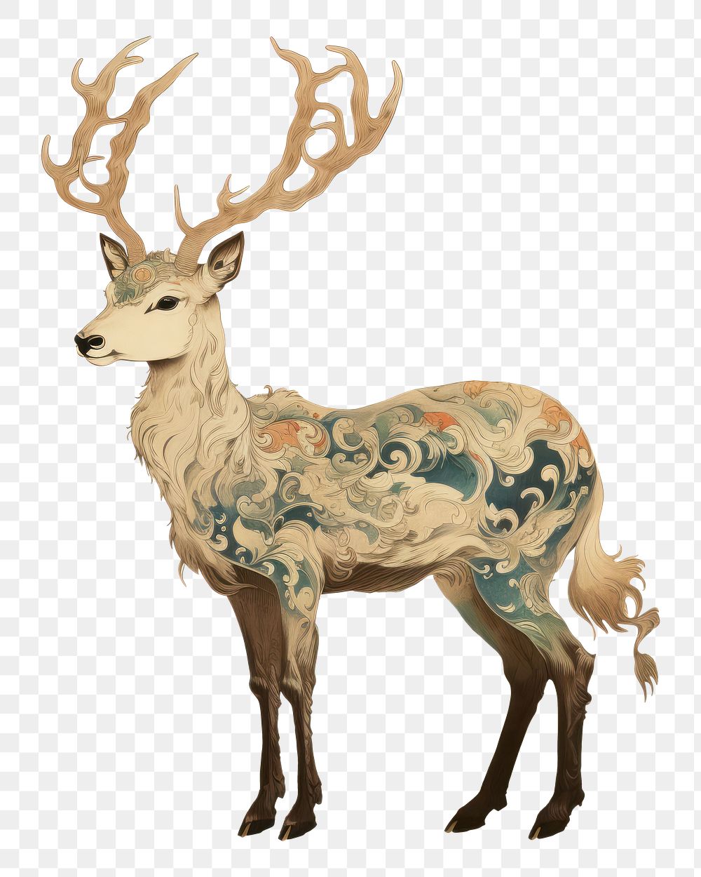 PNG Deer painting drawing animal. AI generated Image by rawpixel.