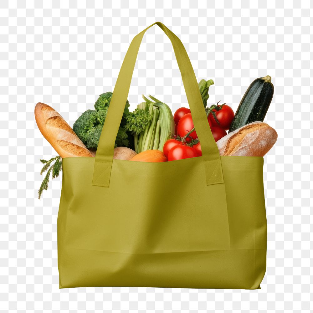 Grocery bag png, design element, transparent background